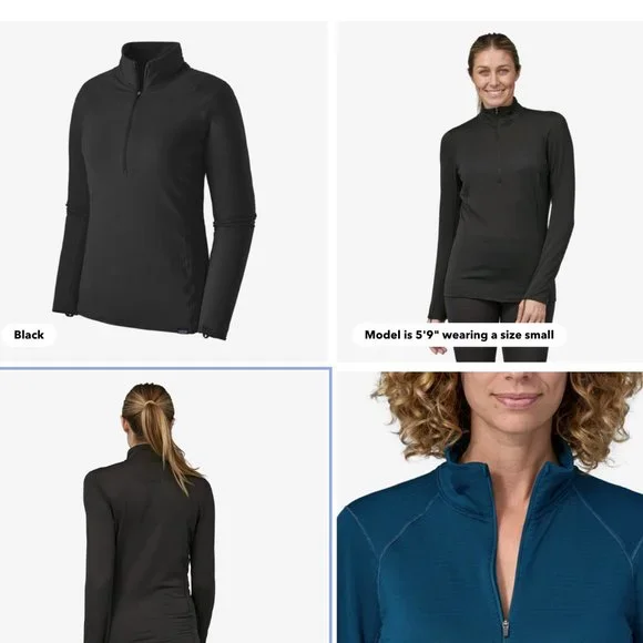 Black Patagonia Quarter Zip Base Layer Long Sleeve Capilene Top - Picture 8 of 8